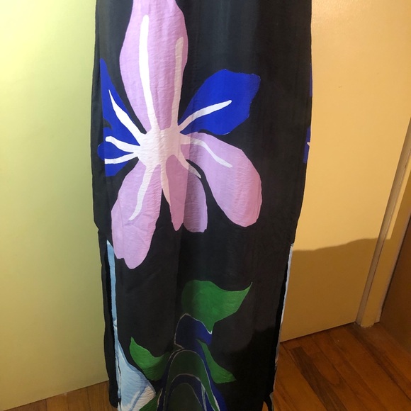 Anthropologie Puff Sleeve Floral Maxi Dress Slit Both Sides - Picture 3 of 16